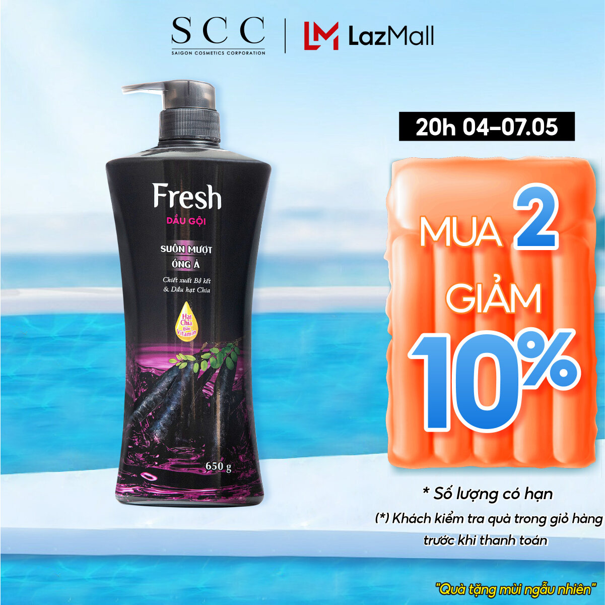 Dầu Gội Fresh Thiên Nhiên Suôn Mượt Óng Ả Chiết Xuất Bồ Kết 650g Chính Hãng