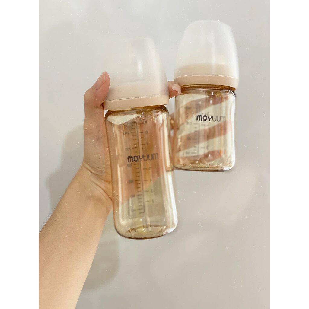 Bình sữa MOYUUM trơn Hàn Quốc PPSU cổ rộng 170ml/270ml [Hỗ trợ đổi núm] bình đã có núm kèm theo