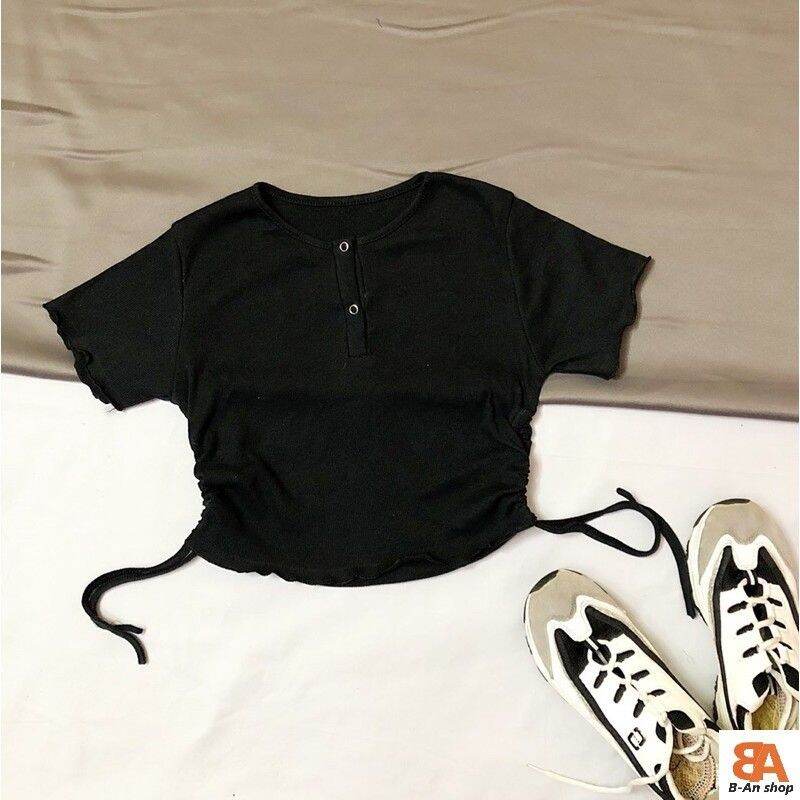 [HCM]Áo nữ thun trơn rút dây eo
