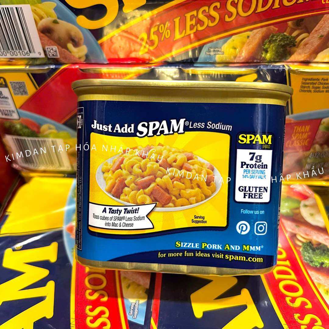 [NHẬP KHẨU MỸ] THỊT HỘP SPAM LESS SODIUM 25% GIẢM MẶN 340G