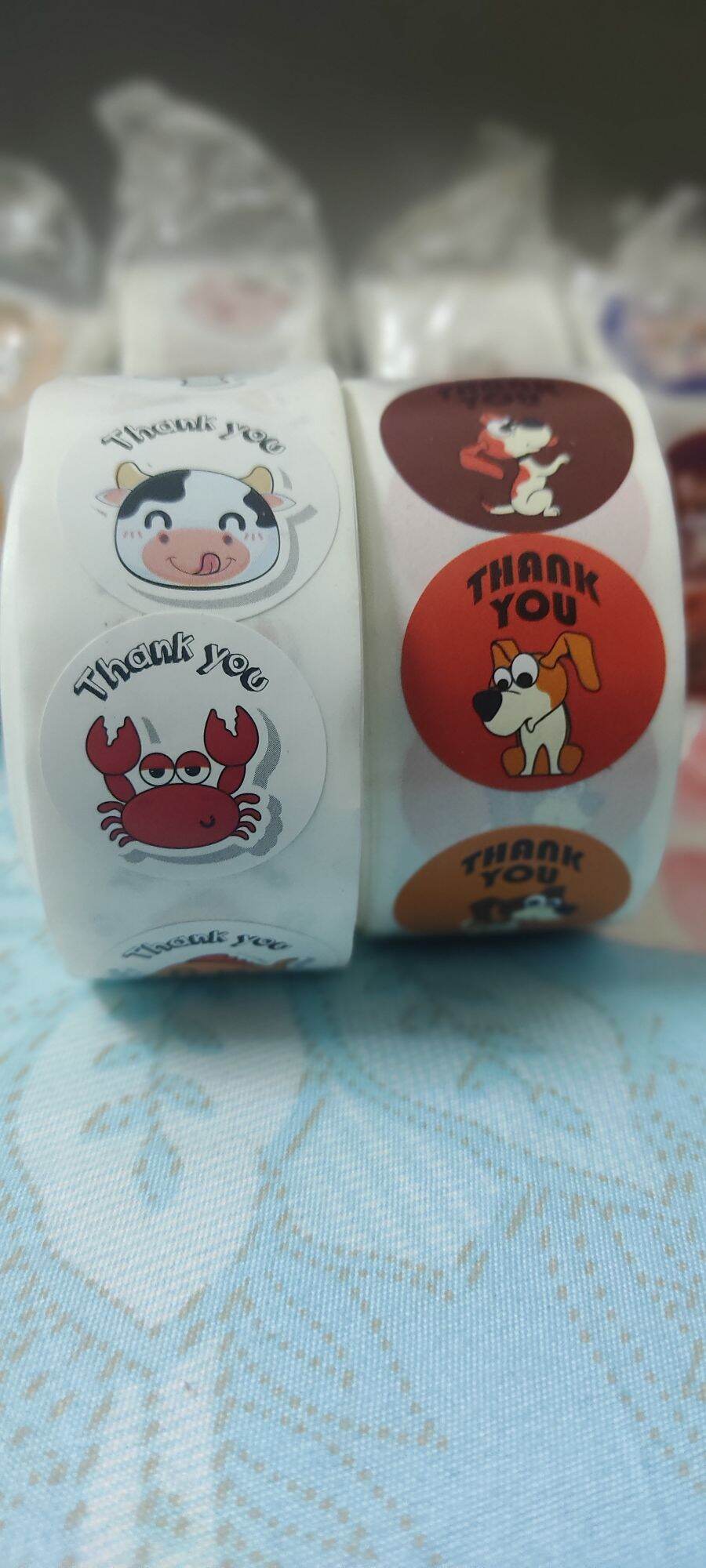(Nhiều mẫu) Cuộn 500 tem / nhãn dán/ sticker cảm ơn dễ thương, xinh xắn