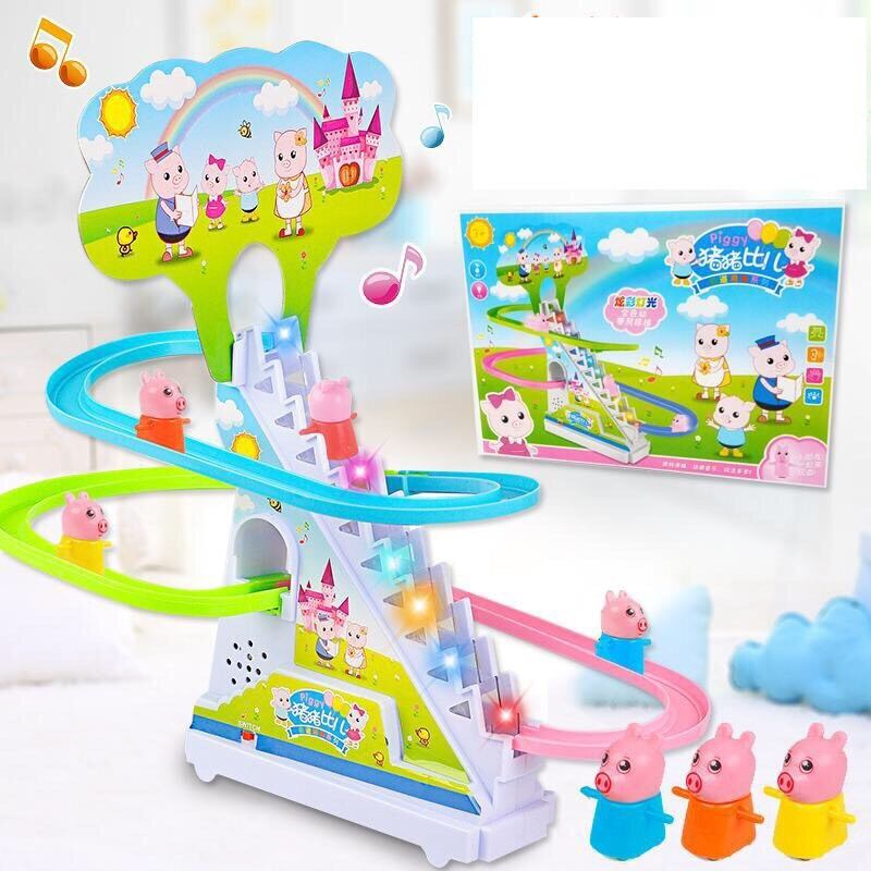 Bộ đồ chơi heo Peppa heo con leo cầu thang có nhạc và có đèn ngộ nghĩnh cho bé