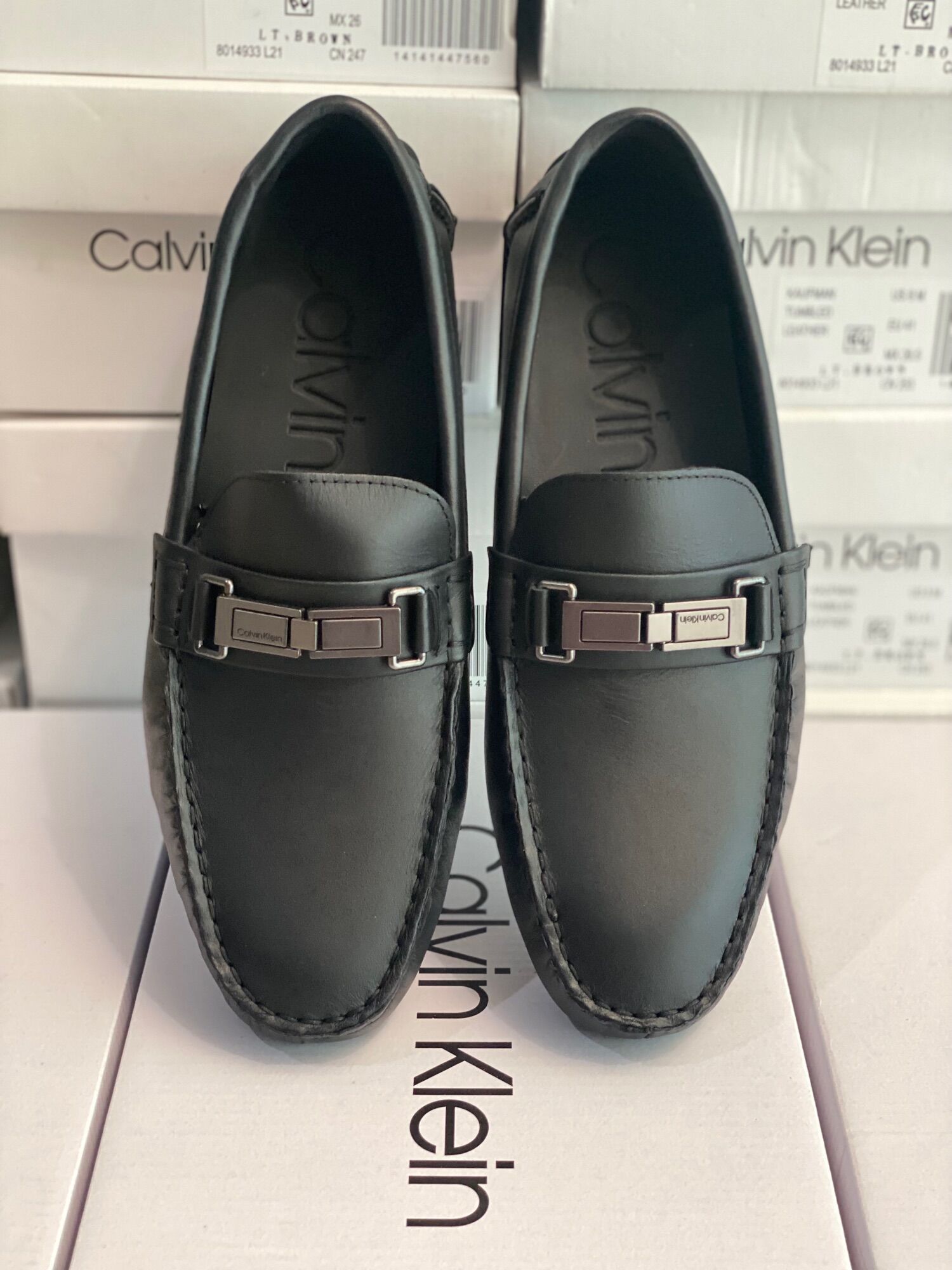 Giày mọi da hàng chính hãng Calvin Klein Black/Navy/Brown