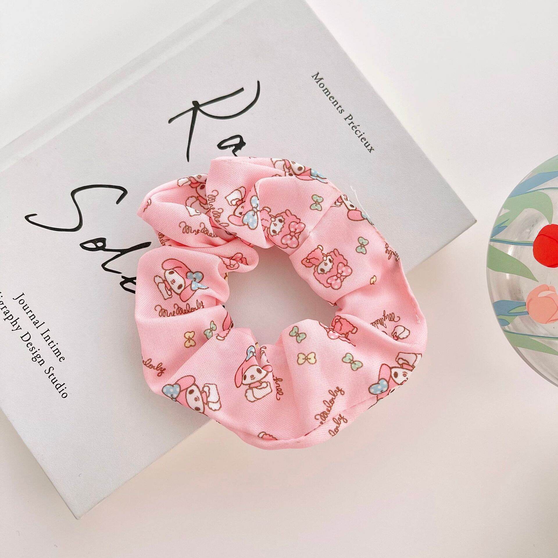 Dây cột tóc scrunchies họa tiết hoạt hình