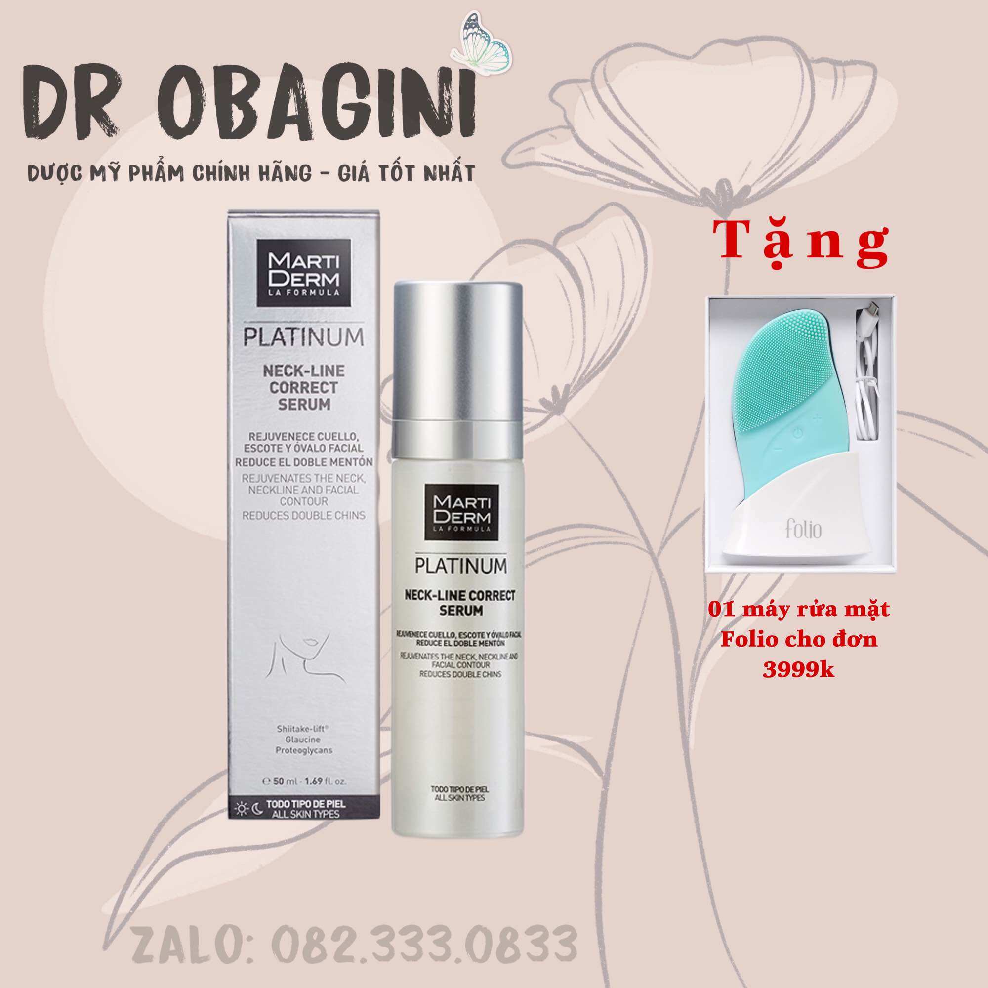 Tinh Chất Làm Săn Chắc & Trẻ Hoá Da Vùng Cổ - MartiDerm Platinum Neck Line Correct Serum (50ml)