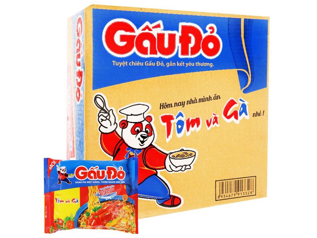 Mì gấu đỏ tôm và gà 30gói x 63gr