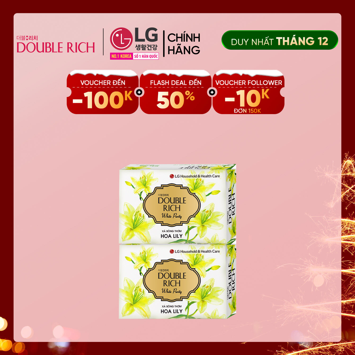Combo 2 Double rich Lily (White purity) Soap 90G NEW