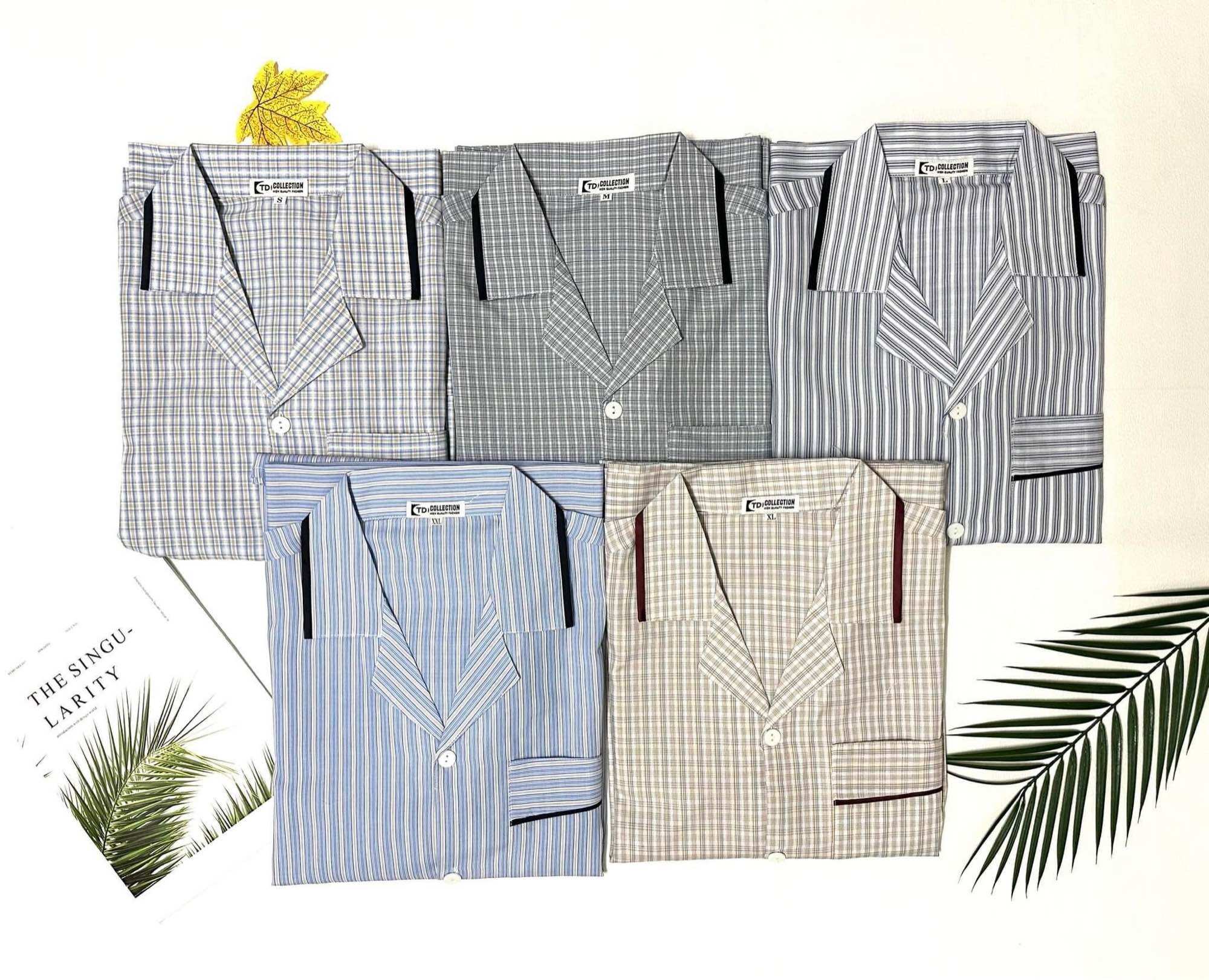 Bộ pijama, bộ ngủ nam trung niên , ông già kẻ kate dài tay