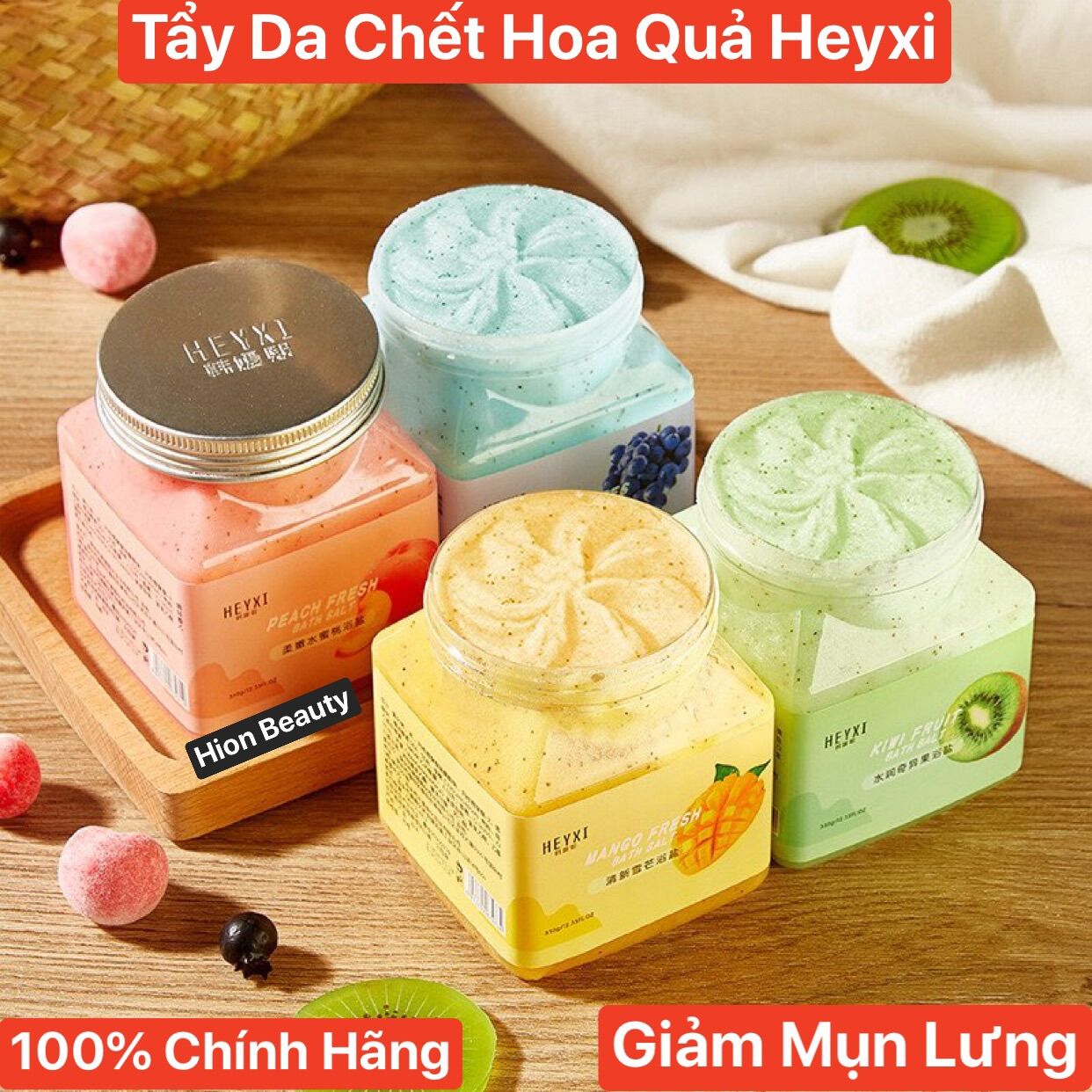 Muối Tắm Tẩy Da Chết Trắng Da Body Trái Cây HEYXI CRUB BATH Loại Bỏ Bụi Bẩn Đánh Bay Mụn Thâm Toàn Thân