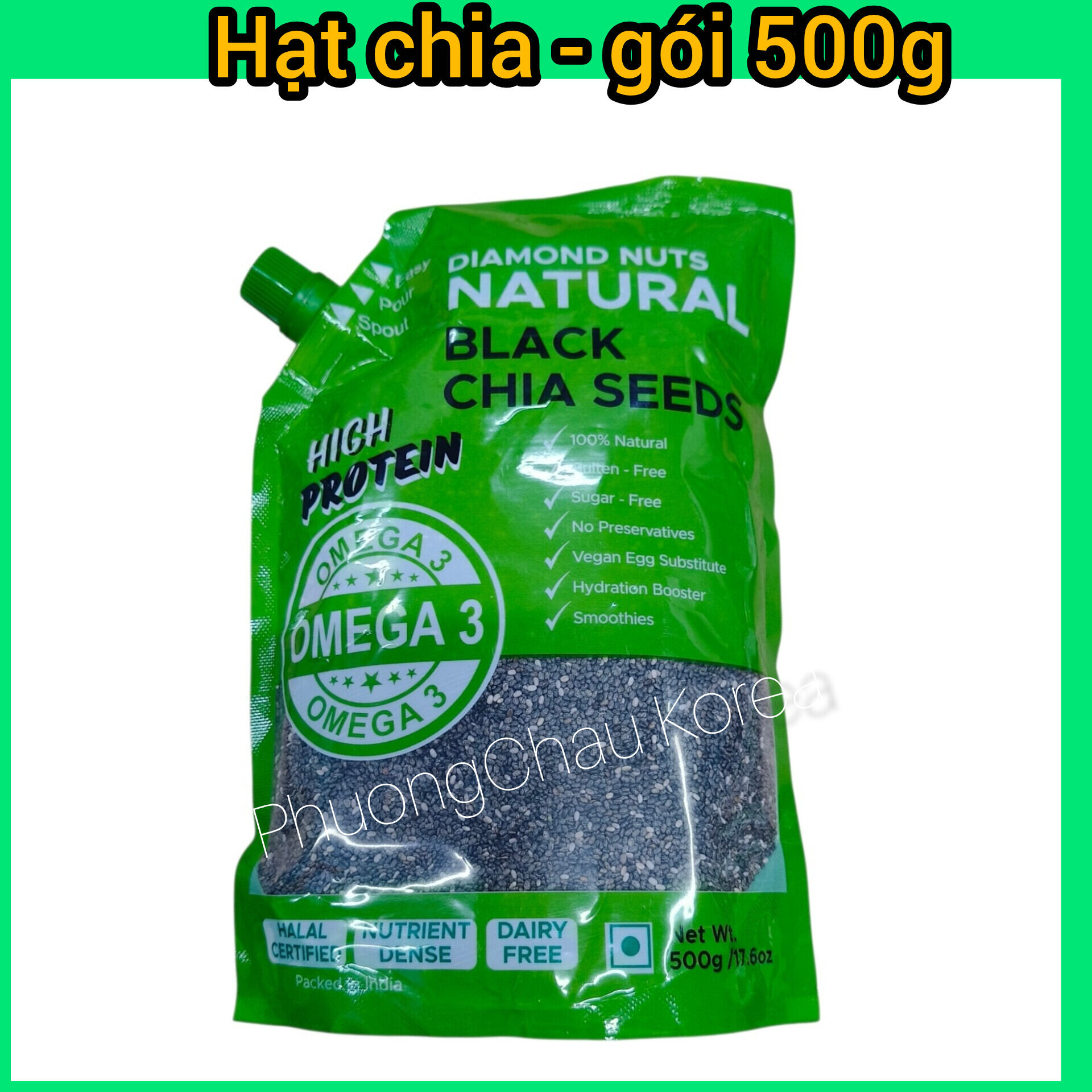Hạt chia đen tự nhiên Diamond nút gói 500g