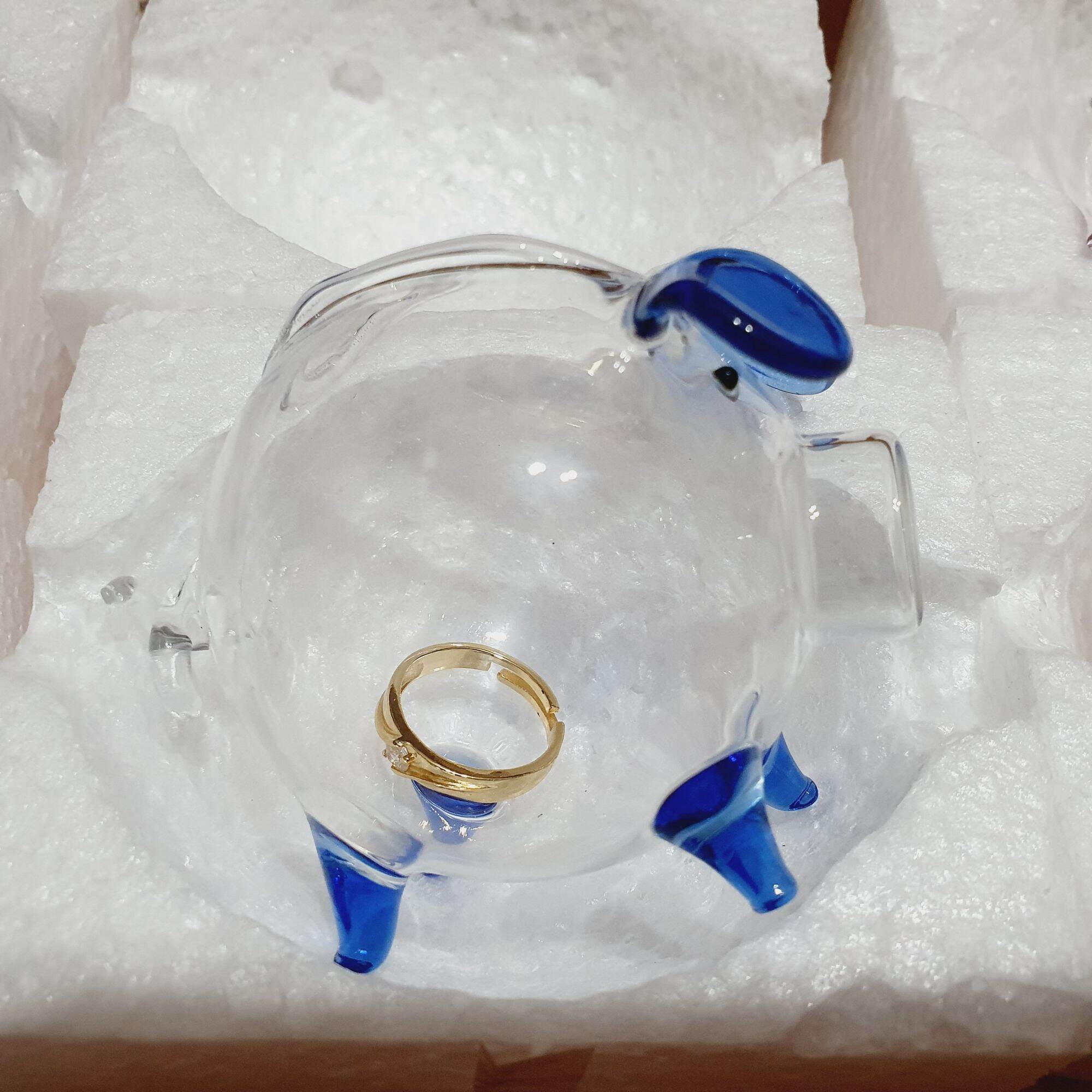 Mini Glass Piggy Bank Holds Lucky Money