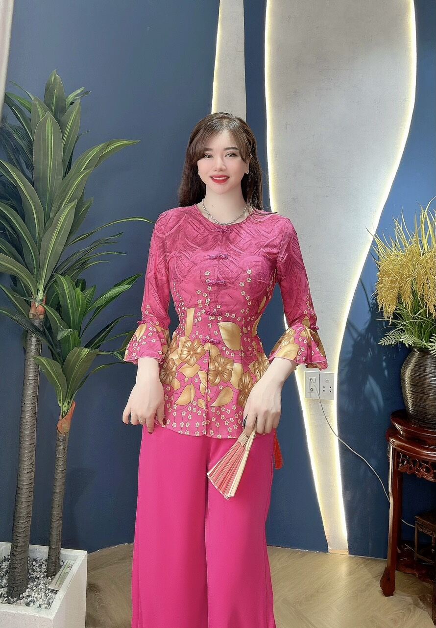 Bộ bà ba cổ tròn tay loe bảng màu đẹp