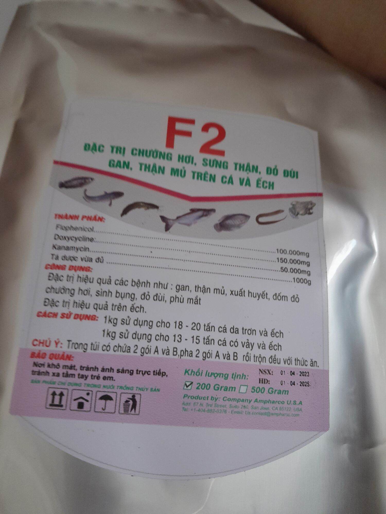 F2 - Chướng hơi, sưng thận, đỏ đùi,...trên lươn, cá, ếch