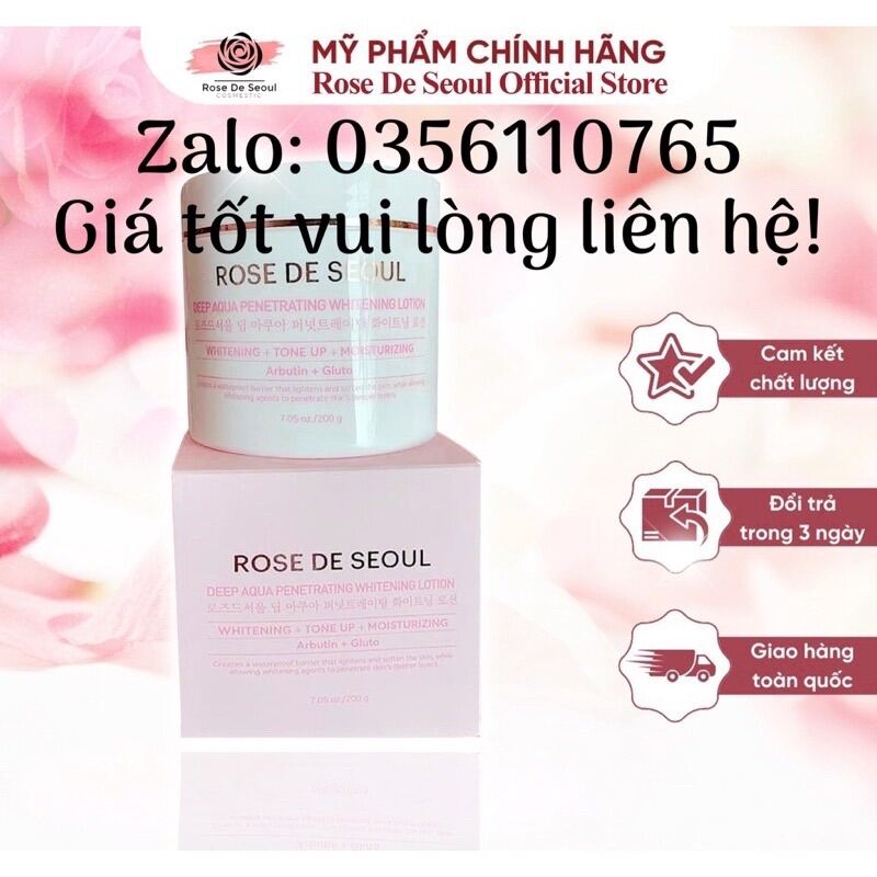 Kem body Rose De Seoul bản mới nhất date 2025 dưỡng trắng da không lộ vân