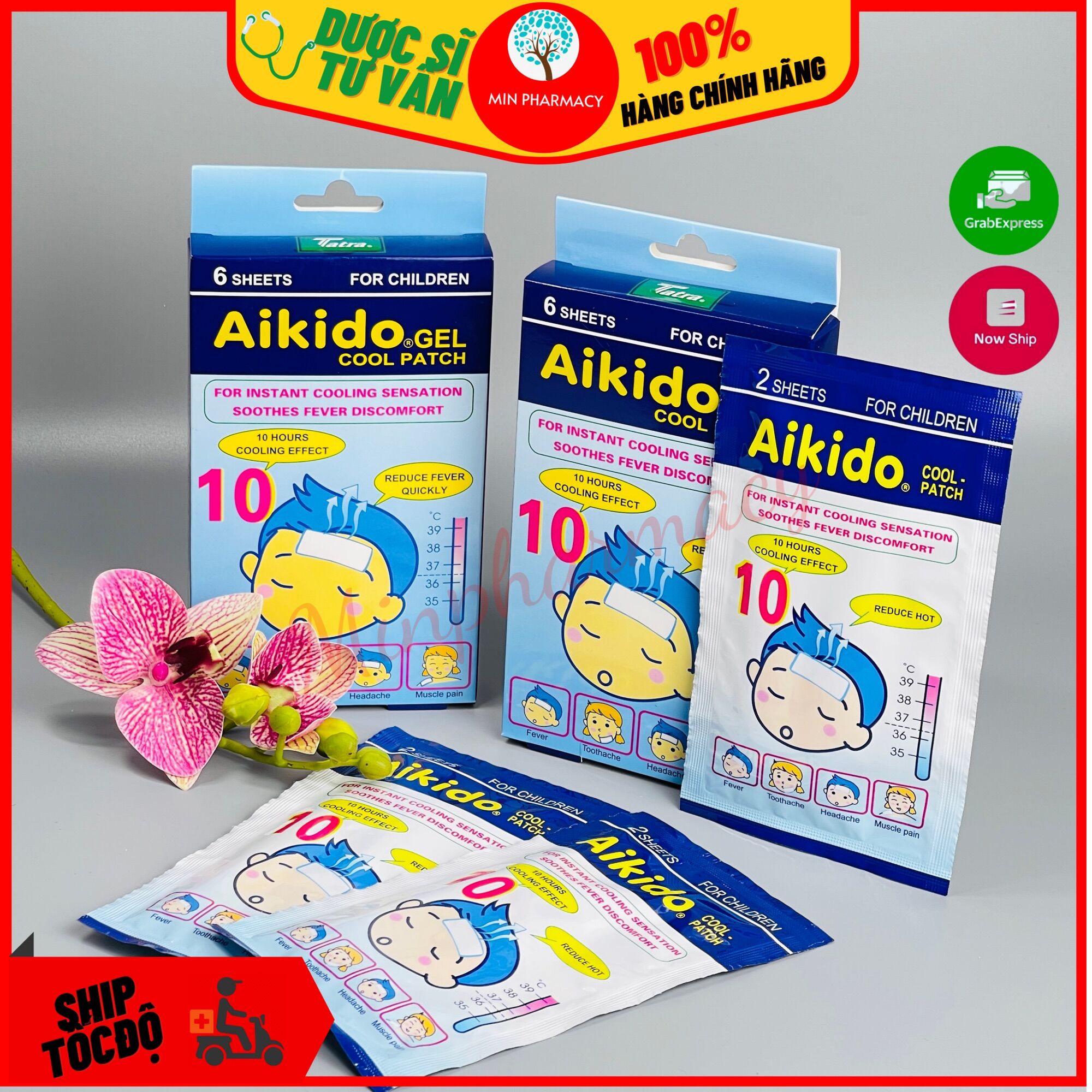 MIẾNG DÁN HẠ SỐT NHANH AIKIDO GEL COOL PATCH (Gói 2 miếng)