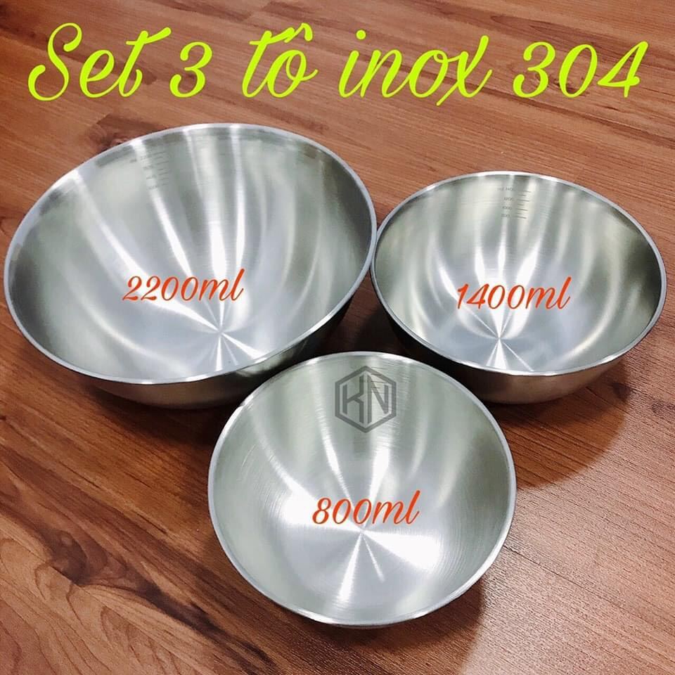 Set 3 thau trộn inox