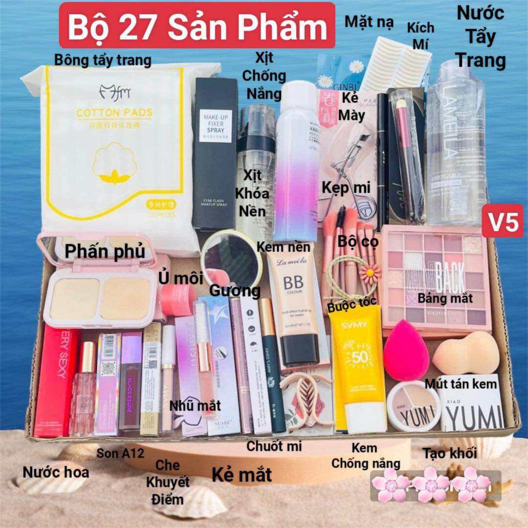 [ Bộ trang điểm] 27 Món [V5] Bộ sản phẩm  trang điểm MAKEUP  gồm 27 món (V5) đa năng tiện dụng Dành cho người mới tầm makeup [chính hãng]