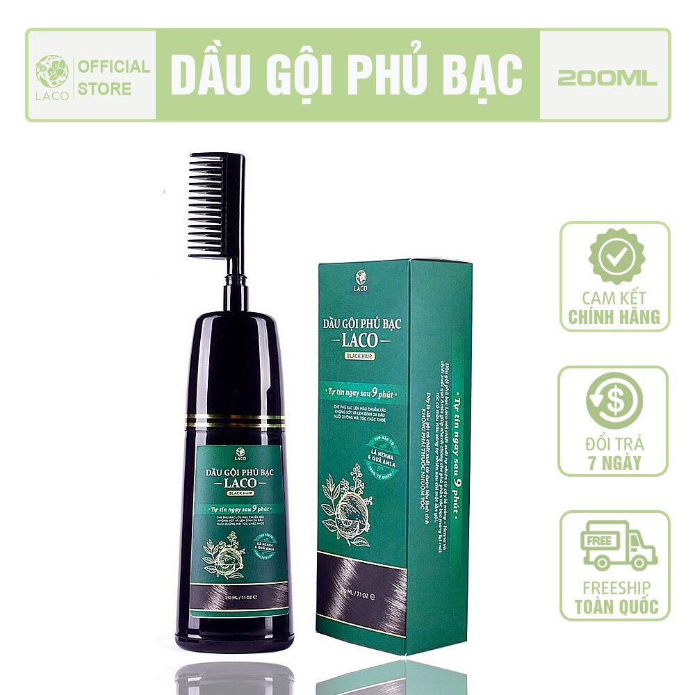 Dầu gội phủ bạc Laco 200ml giúp tóc đen tự tin sau 9 phút