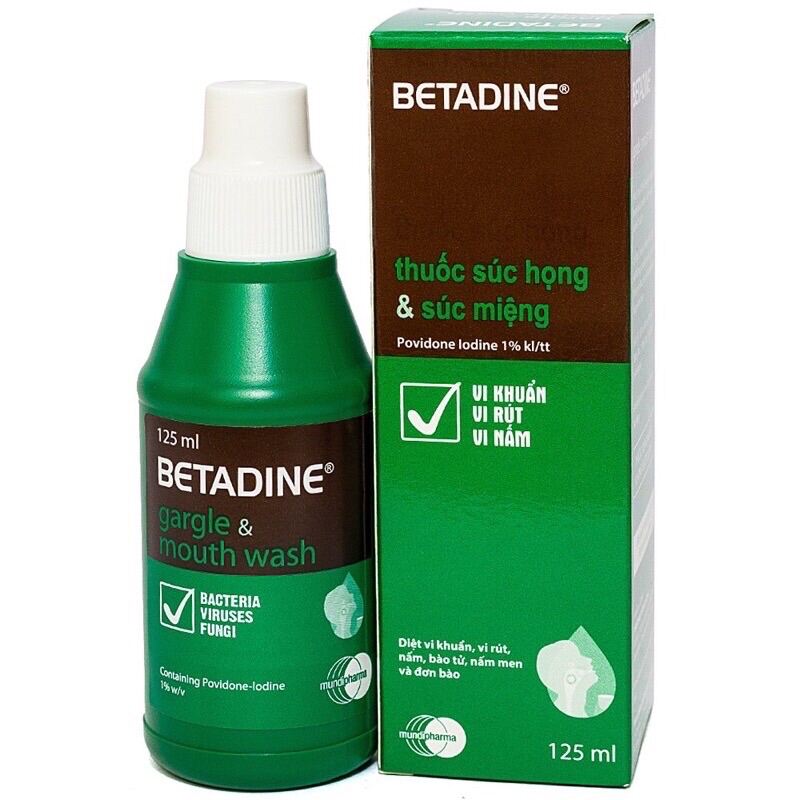 ✅✅Nước Súc Miệng Sát Khuẩn Họng Betadin 125Ml✅Chính Hãng✅