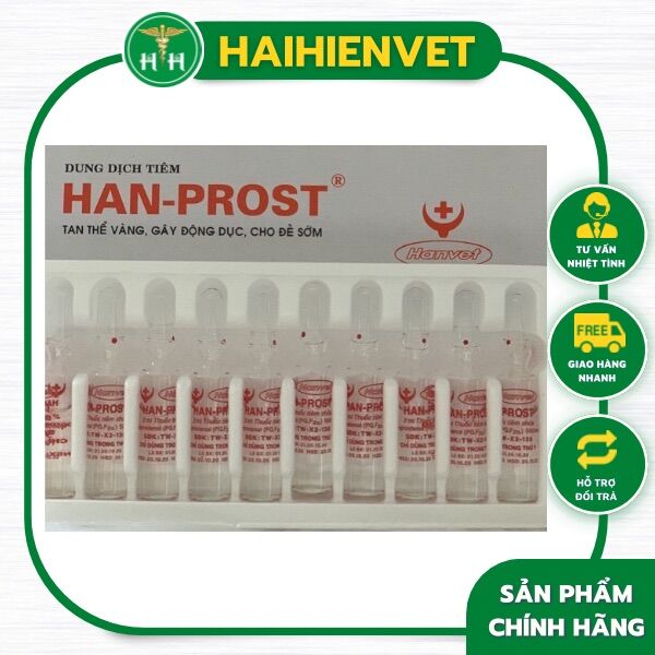 1 hộp HANPROST 2ml - tan thể vàng, hẹn giờ đẻ, kích lên giống