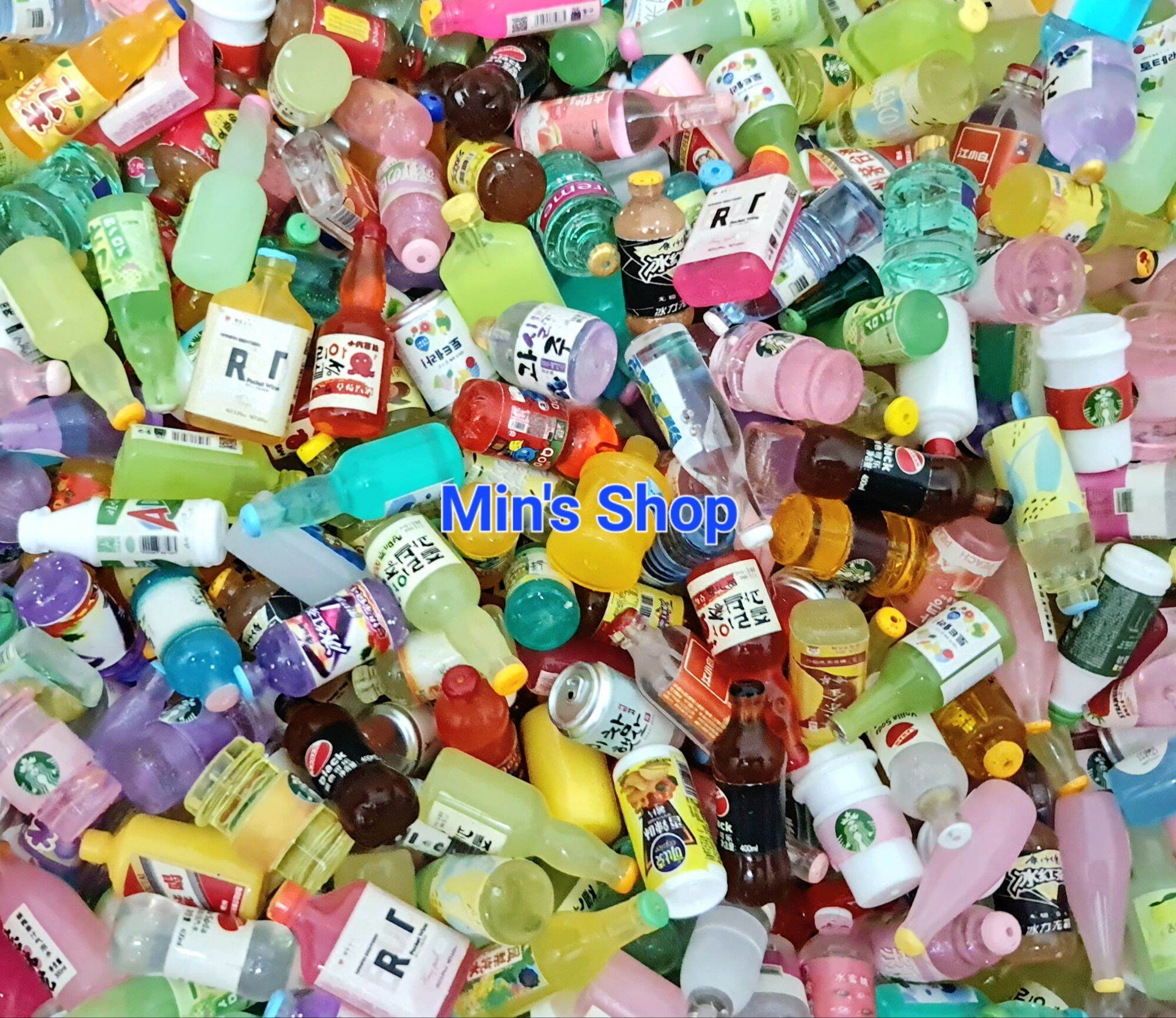 Set 100 charm hình chai nước nhiều loại dễ thương