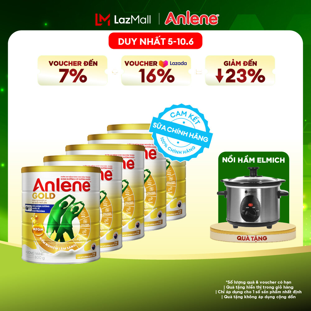 [Voucher giảm đến 26%]Combo 5 Sữa Bột Anlene Gold Hương Vani 800G