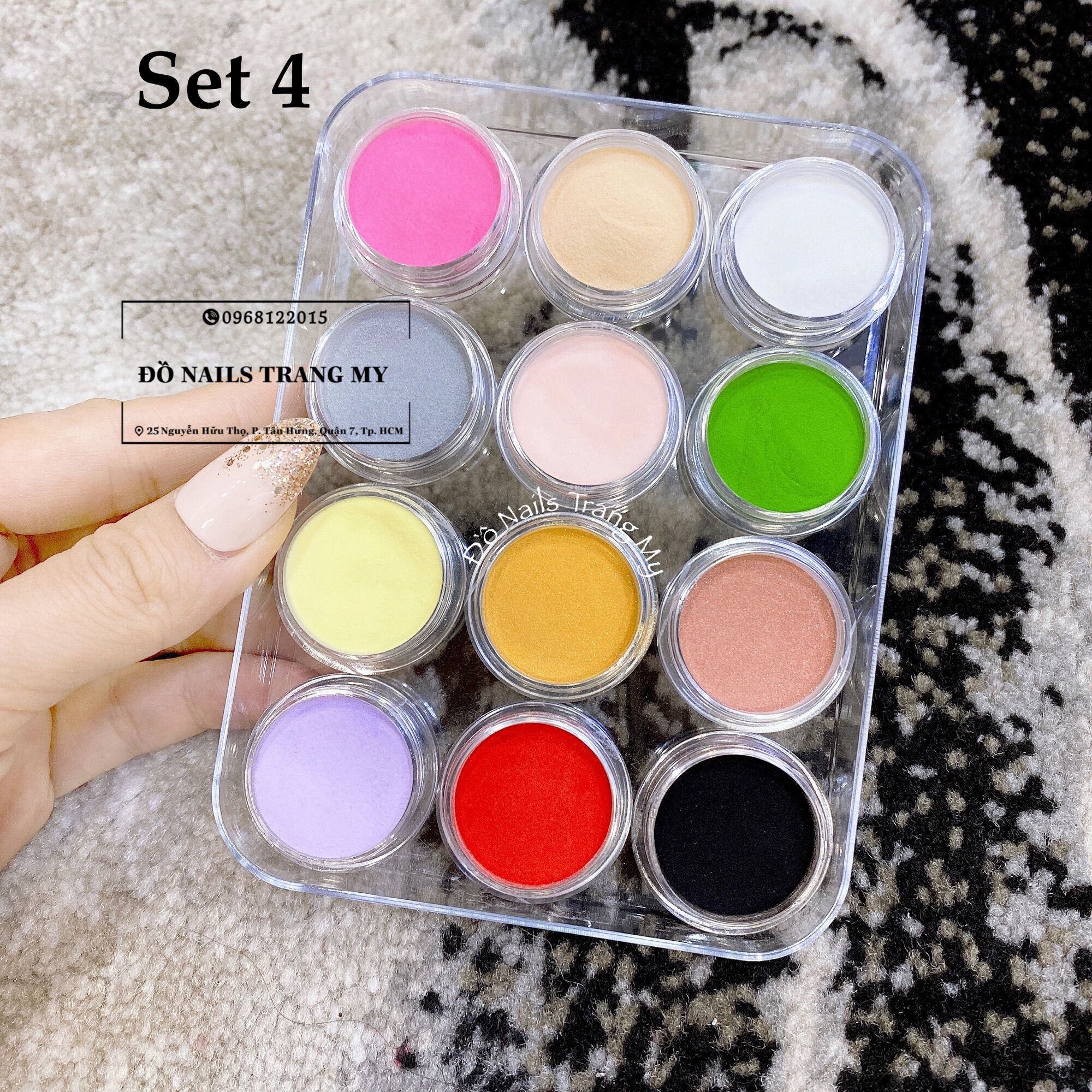 Set bột Mỹ 4in1 làm hoa đắp móng 12 hũ/set (đơn giá/ 1 set).