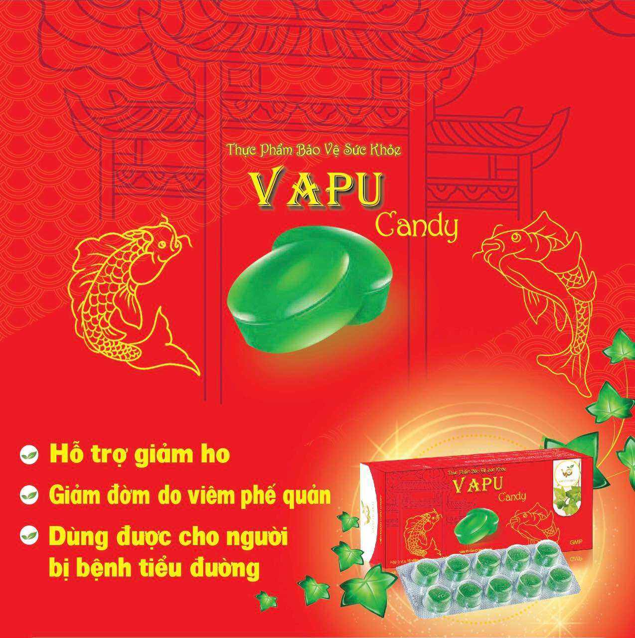 KẸO NGẬM HO VAPU CANDY - KẸO HO KHÔNG ĐƯỜNG