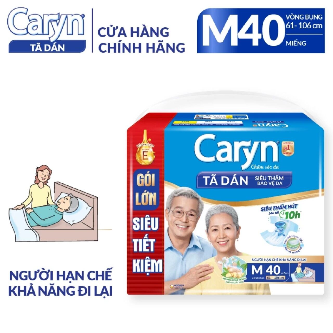 Tã dán người lớn Caryn M40, ML40, XL20