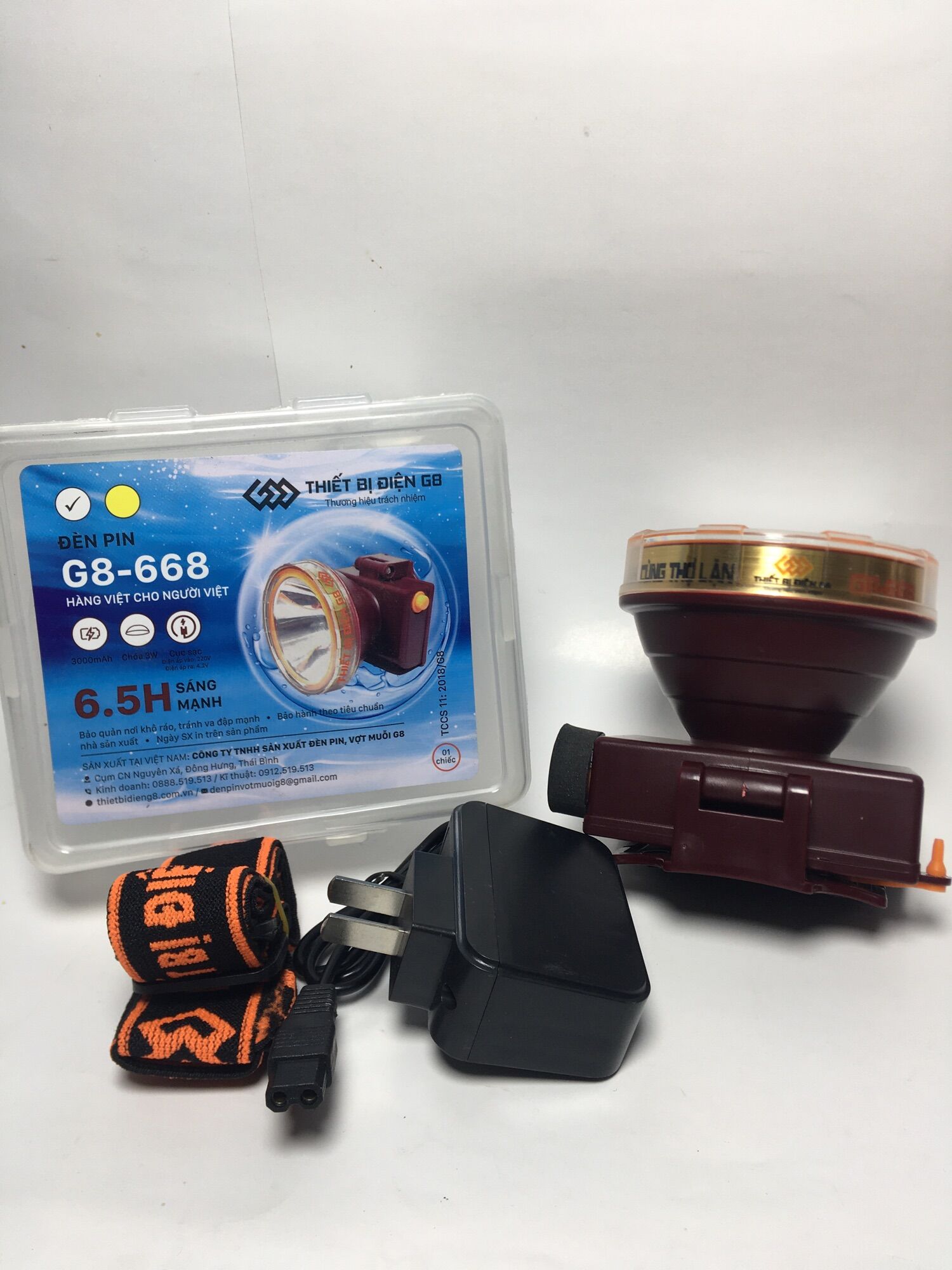 Đèn pin đội đầu cao cấp G8-668 chống mưa, chống nước chuyên dụng