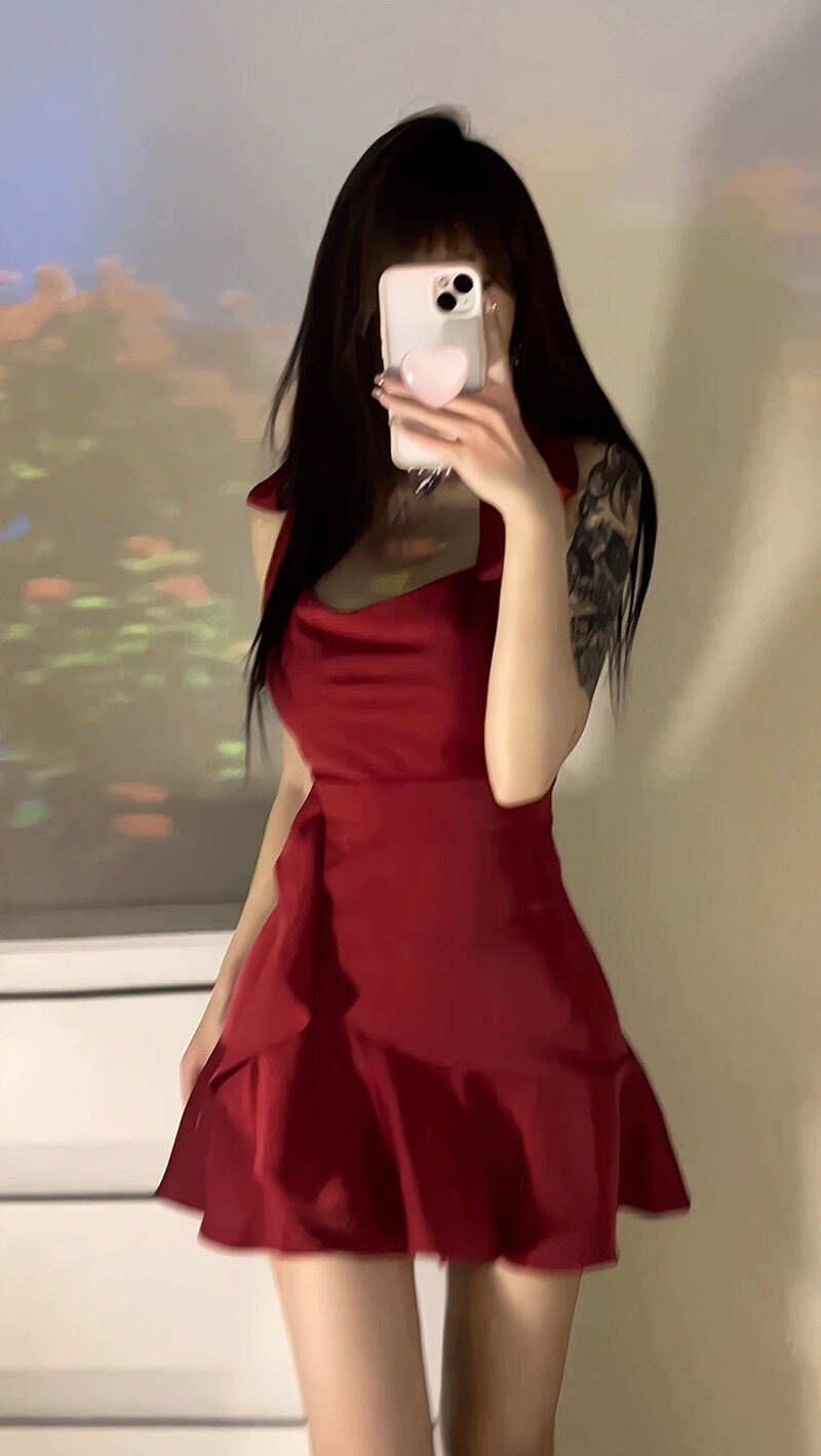 Váy Ngắn Mùa Hè Màu Đỏ Gợi Cảm Mới Cho Nữ Váy Bó Sát Cạp Cao Váy Ngắn Ôm Sát Váy Không Tay Váy Bó Sá