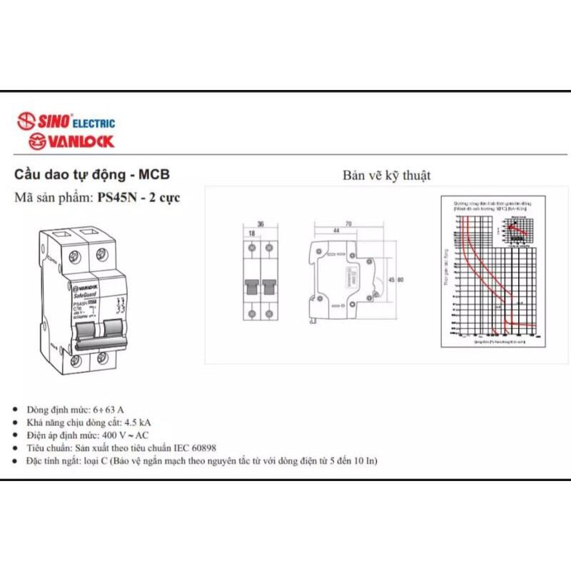Cầu Dao Đôi SINO (40A - 50A - 63A)