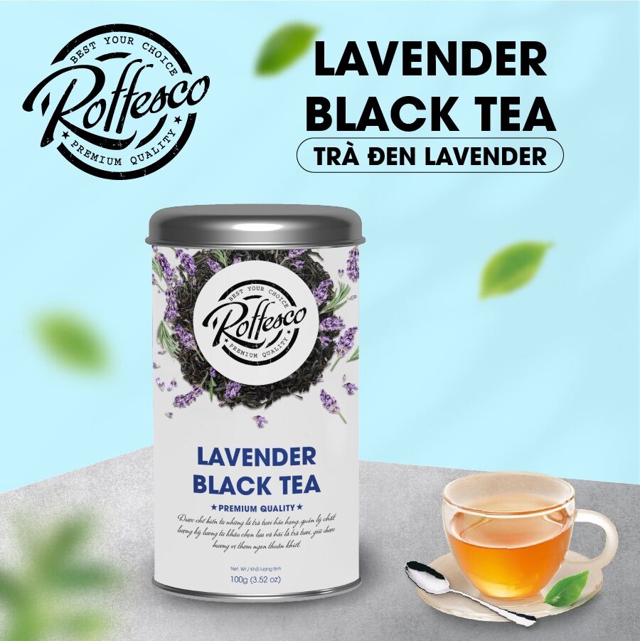 Trà Đen Hoa Oải Hương Organic ROFFESCO LAVENDER BLACK TEA Giảm Stress Thư