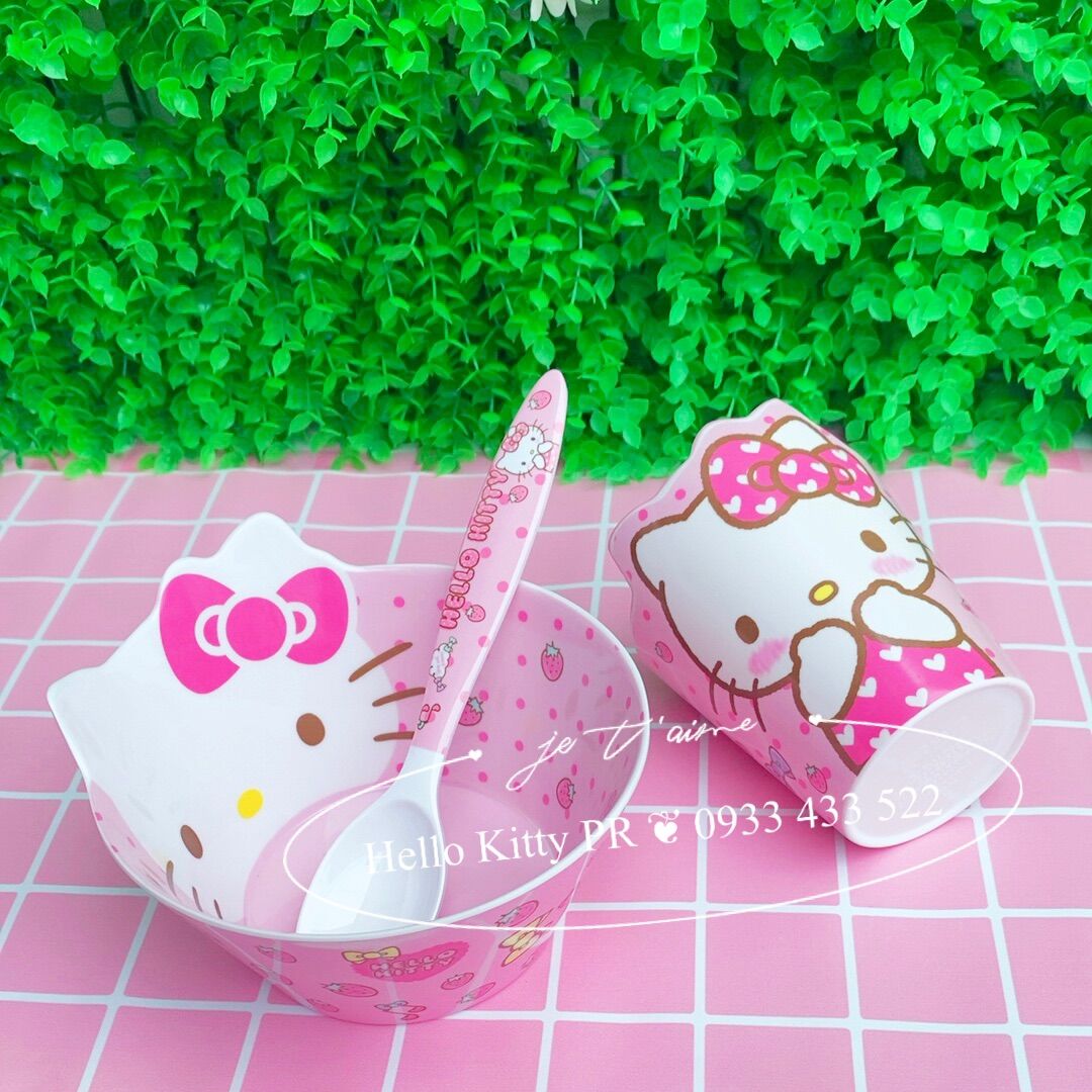 Set combo chén tô muỗng ly Hello Kitty