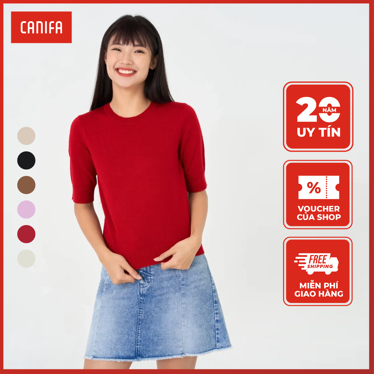 [20H 24-29.8 VOUCHER TỚI 400K] Áo len nữ CANIFA chất liệu 100% acrylic ML23 6TE23W013