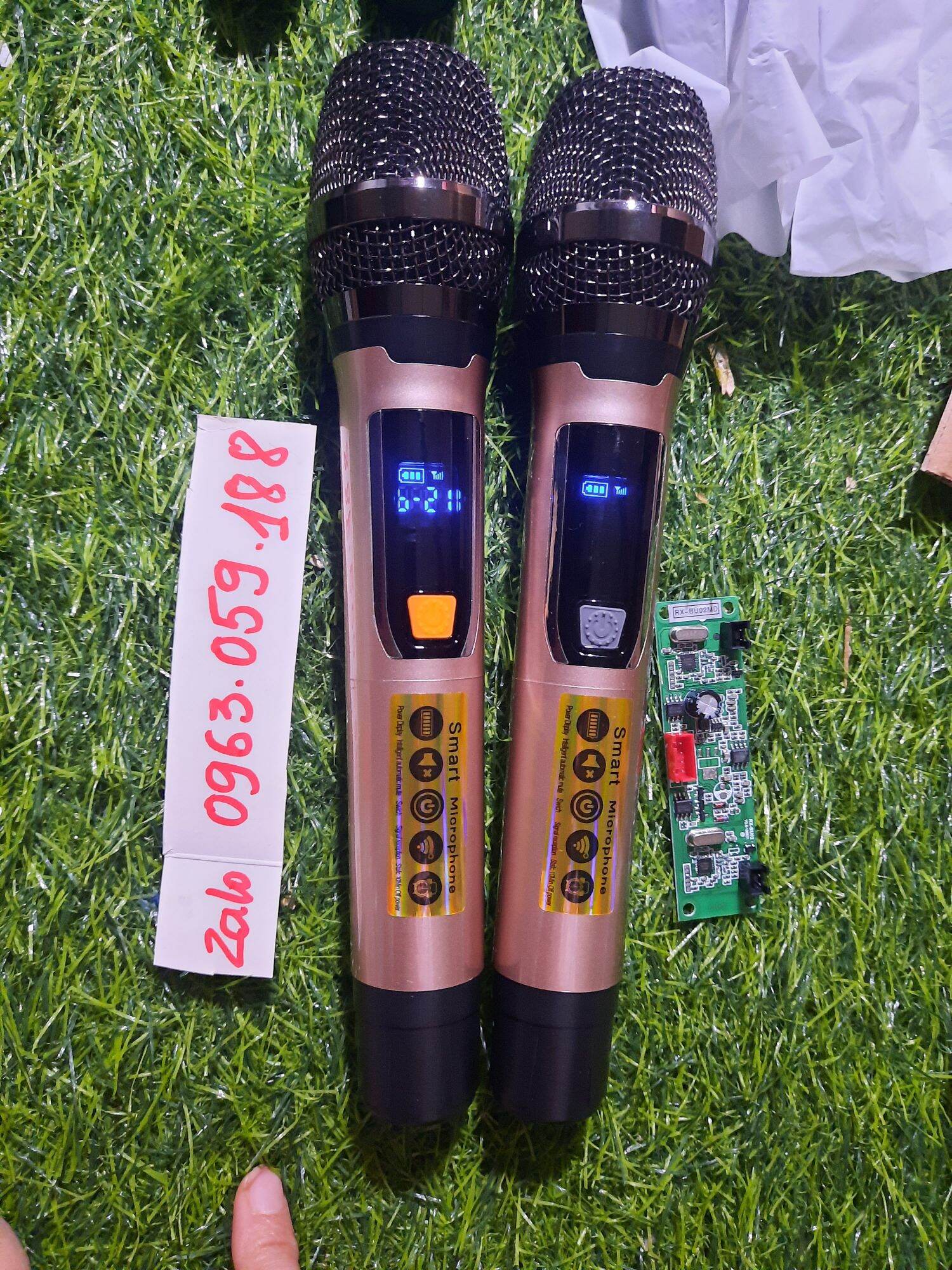 Micro Không Dây Cho Loa Kéo Sét Tần Số - 2 Mic Và 1 Bo