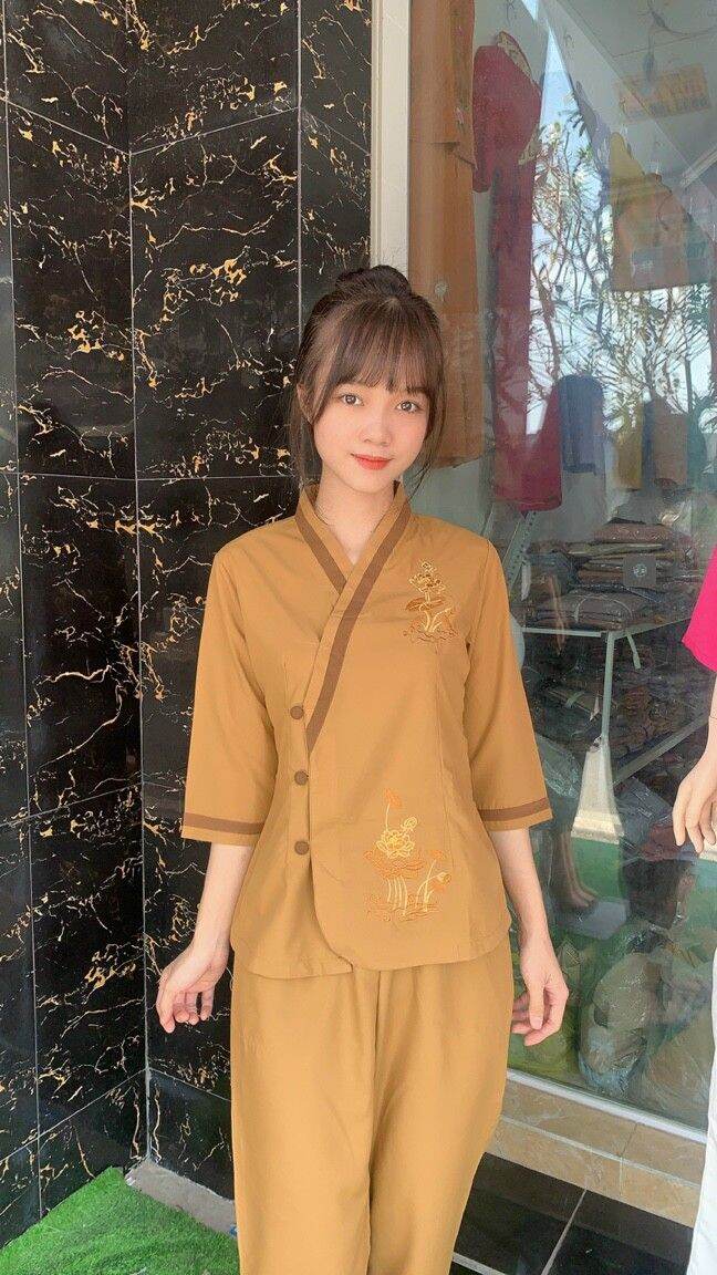 Đồ lam đi chùa nữ chất vải kate loại 1