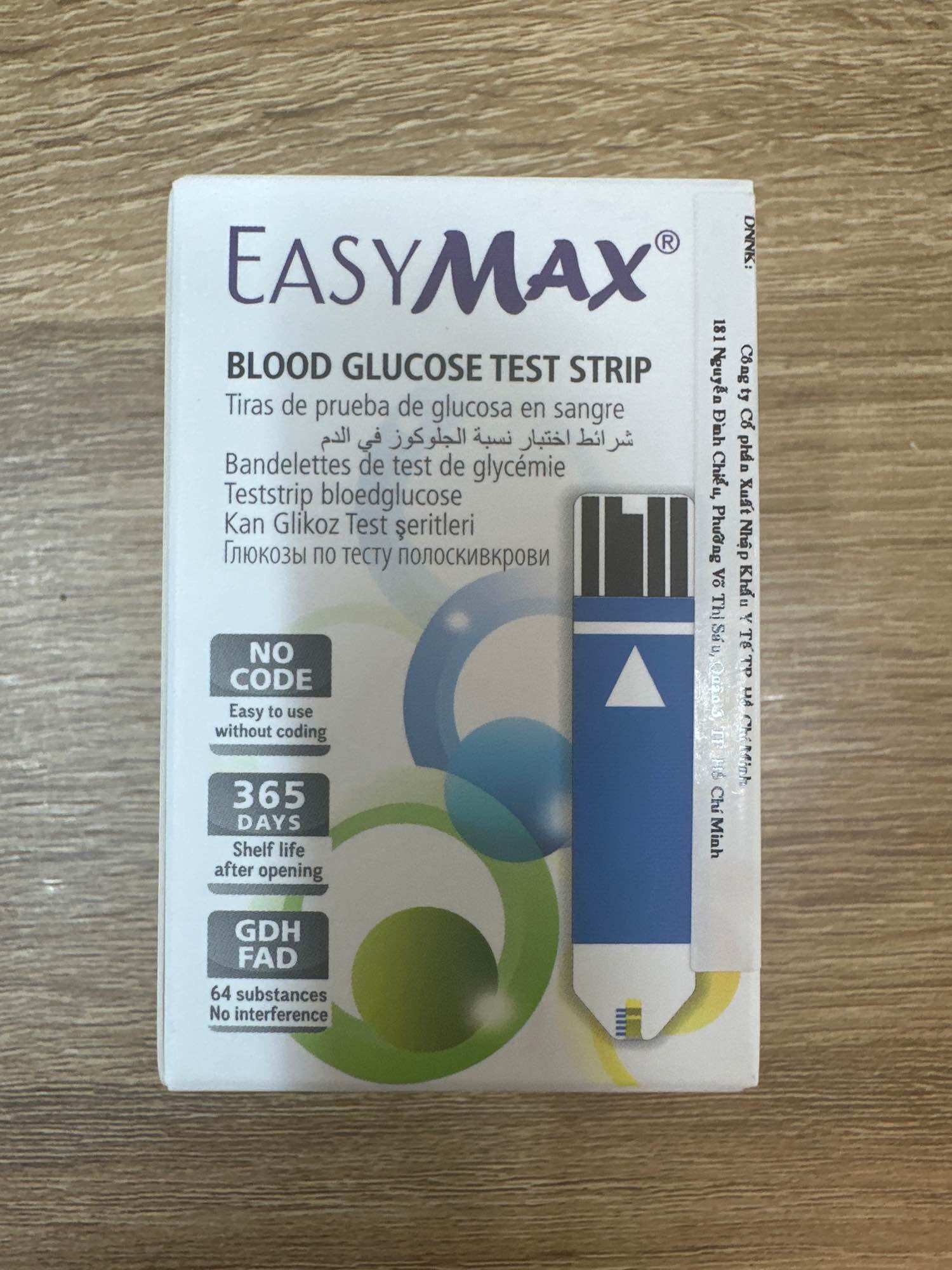Que thử đường huyết Easymax blood glucose test strip hộp 25 que