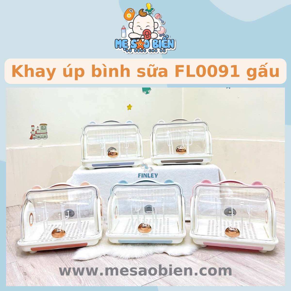 Khay úp bình sữa ly cốc Finley gấu con FL 0091