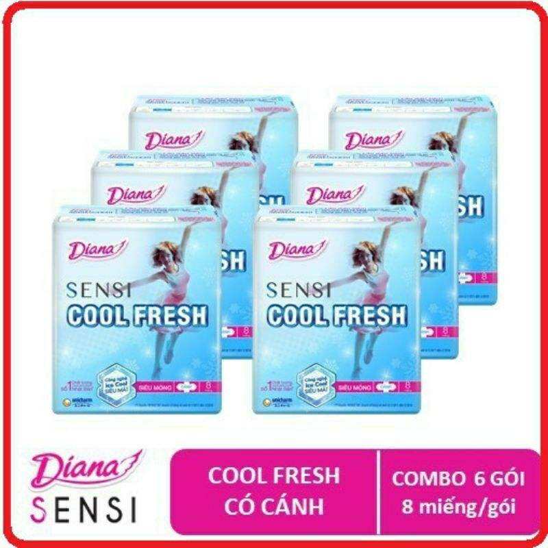 🎃HCM 👉 6 gói băng vệ sinh Diana cool fresh mỏng cánh / mỏng không cánh  ( hsd : 2025 - 2026 )