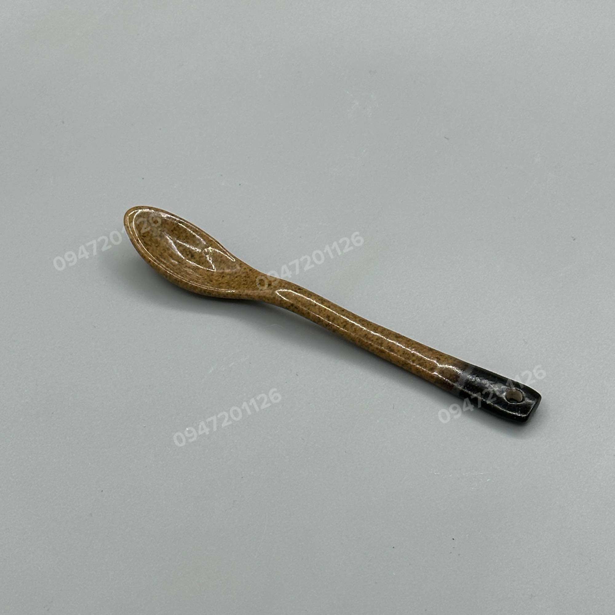 Thìa cafe gốm Bát Tràng - Thìa pha khuấy cafe dài 12cm