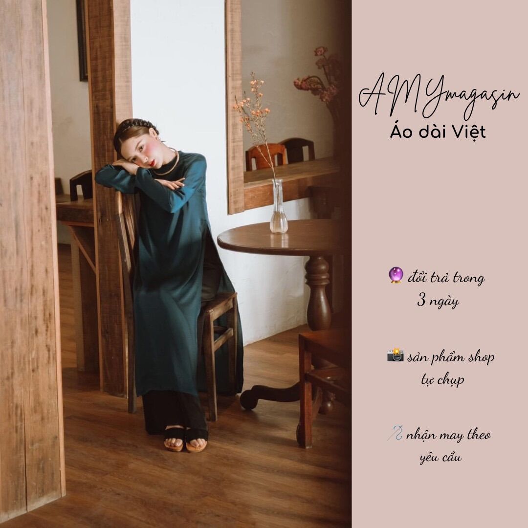 Áo dài suông Hà Thành màu xanh cổ vịt-giá set áo kèm quần mặc chụp ảnh, đi chơi, dự tiệc, đi chùa, dạy học