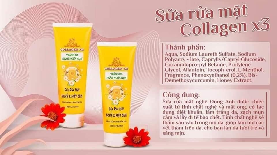 [Hcm]Sữa Rửa Mặt Nghệ Mật Ông Collagen X3