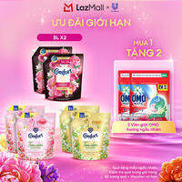 Combo 2 túi Nước Xả Vải Comfort Thiên Nhiên Thanh Khiết/ Mẫu Đơn Kiêu Sa 3.0L/3.1L x2