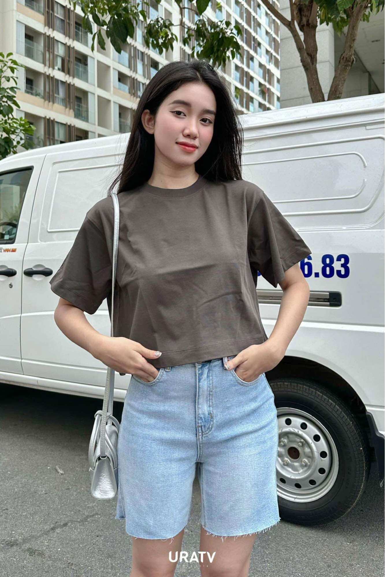 [CÓ SẴN-ẢNH THẬT] Áo Crop trơn tay ngắn