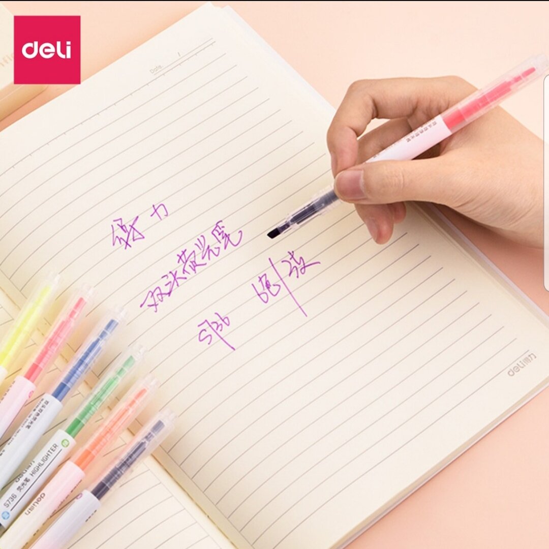 Bút Highlight 2 đầu nhiều màu giá rẻ Deli