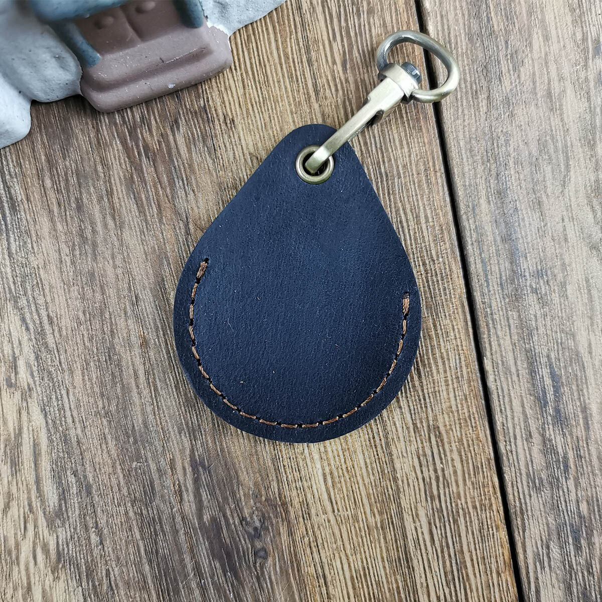 Cowhide Access Card Cover Water Drop Leather Keychain Bus Induction Mini Community Elevator Card Protective Cover