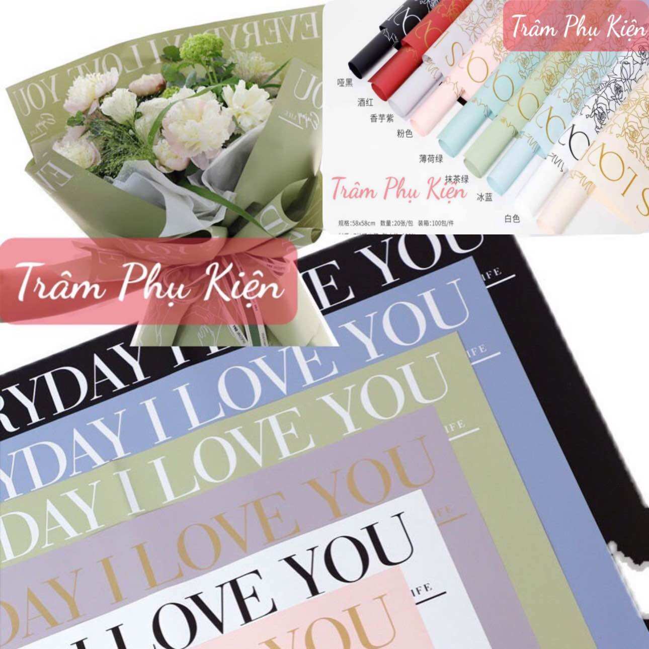 Giấy gói hoa chữ love