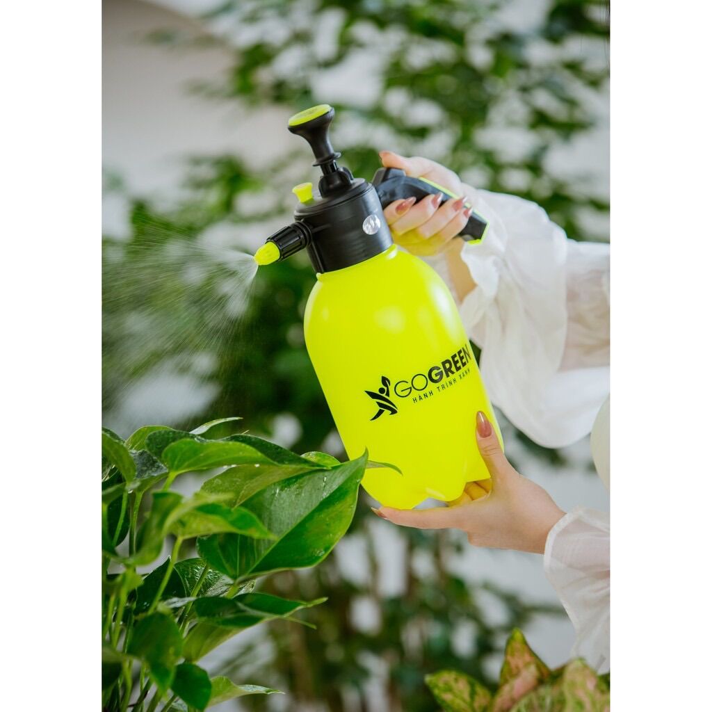 Bình Tưới Cây GoGreen 2L- Bình Xịt Nước Tưới Cây Cảnh, Cây Hoa - Nhựa PE cao cấp siêu bền (xanh neon)