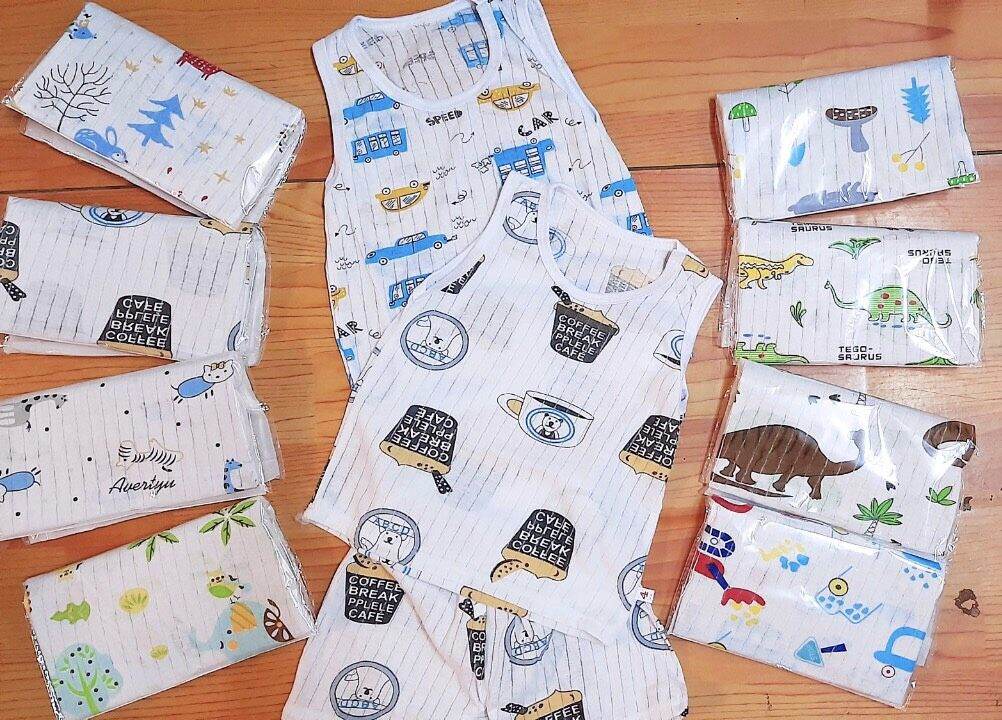 4 bộ cotton giấy ba lỗ cho bé size từ 5-7kg